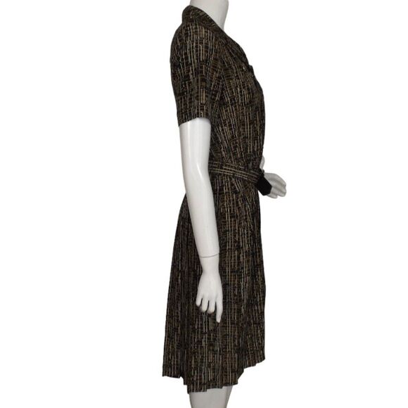 LESLIE FAY Dress, 6P Petite, Career wear, Belt, Black, Crosshatch/Lines - Picture 9 of 14